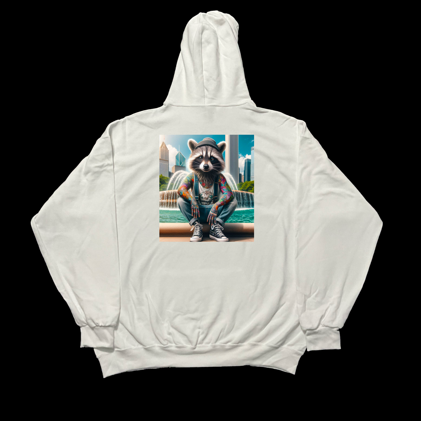 Raccoon White Hoodie